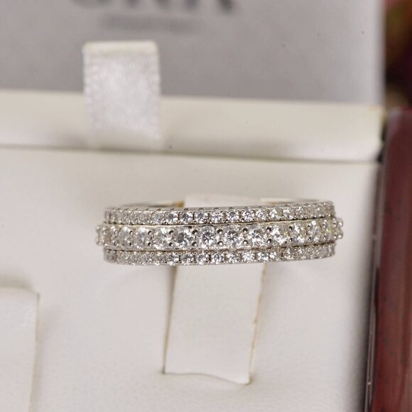 Full Moissanite Ring Full Eternity Wedding Band Ring - Picture 3 of 3